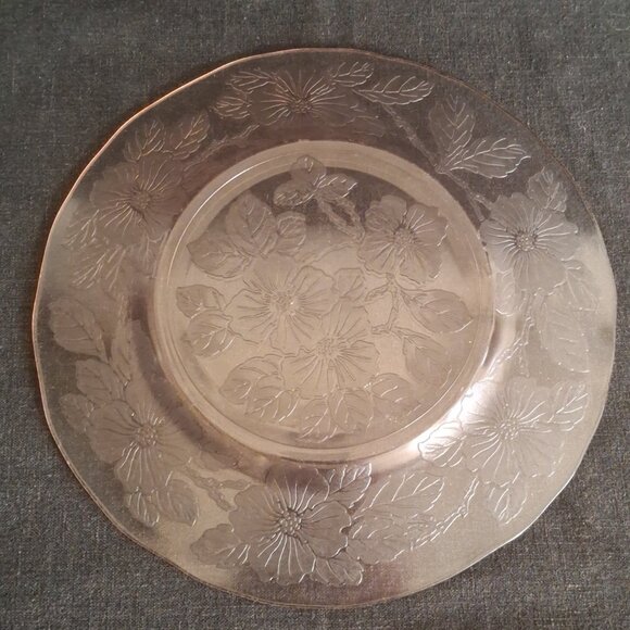 Depression Glass MacBeth Evans Set of 2 Luncheon Plates Dogwood Apple Blossom - Picture 5 of 7